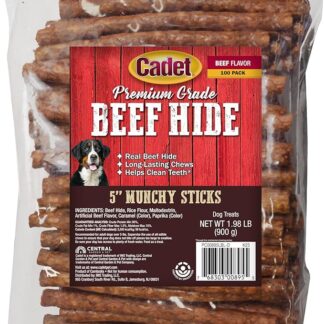 Cadet Gourmet - Confezione da 100 bastoncini in pelle grezza per cani, 12,7 cm