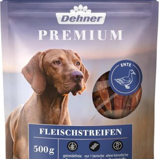 Dehner Spuntino per cani di alta qualità, senza cereali, senza grassi, spuntino da masticare per cani adulti, filetto di petto d'anatra a strisce, 500 g