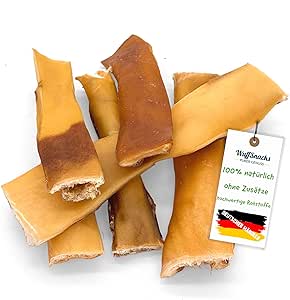 Wuffsnacks - Pelle bovina secca per cani, 1 kg, pelle bovina naturale per cani, ossa della pelle bovina