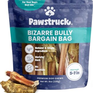 Bizarre Bully Sticks Bargain Bag per cani (bastoni da 12,7 cm a 17,8 cm, sacchetto da 226,8 g) eco-consapevole, sfuso, naturale e inodore, realizzato per K9 e cuccioli - Migliore lunga durata senza