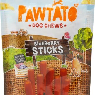 Bastoncini Vegani Al Mirtillo Per Cani Pawtato (120g) | Cibo Per Cani Vegetariano Prodotto Con Patate Dolci, Riso E Mirtillo, Biscottini Per Cani Perfetti Per Addestramento O Ricompensa