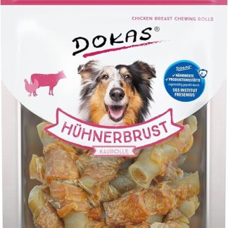 DOKAS Snack da masticare di alta qualità senza cereali, con petto di pollo per cani – ideale per il tempo