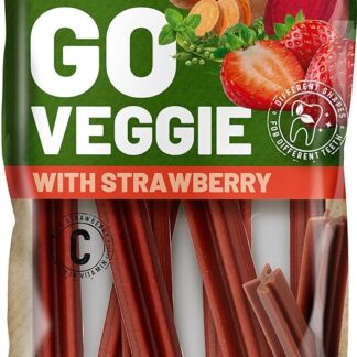 Bastoncini per cani – Veggie Stick alla fragola – 12cm – 78g – leccornia vegetale – supporto alla digestione – senza zuccheri aggiunti