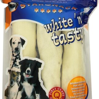 Nobby Rullo da masticare per cani bianco, 3 pezzi, 15 cm, 35-40 mm