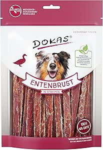Docas - Lotto di 10 pacchetti di filetto di anatra in lamelle per cane, gatto, furetto, 10 x 250 g