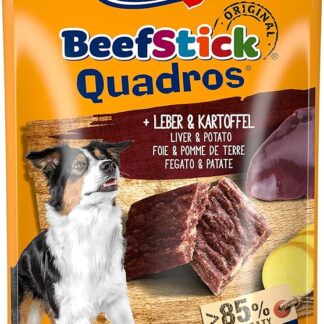 Vitakraft Beef Stick Quadros, snack cane, barrette di carne quadrate con patate e fegato, snack per l’addestramento del cane, senza zuccheri aggiunti (1x 70g)