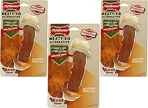 Nylabone Power Chew Large Beef Flavor Meaty Rib Bone for Dogs - 3 Pack