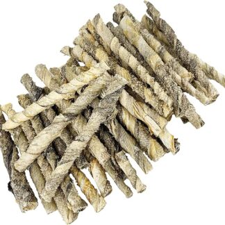 Snack per Cani Naturali 100%, Bastoncini di Pesce. Pelle di Merluzzo Essiccata. Omega 3 per Cani di Piccola, Media e Grande Taglia. 160 G