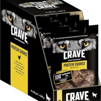 Crave Spuntini per cani Chunks proteici con pollo naturale al 100%, 6 confezioni (6 x 55 g)