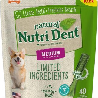 Nylabone Nutri Dent Limited Ingredient Dental Dog Chews ¨ Medium Size ¨ Filet Mignon o Alito Fresco Sapori, 40 Ct, Fresh Breath