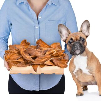 Semi orecchie di maiale per cani, 20 pezzi (400 g), spuntini naturali di maiale, senza cereali e di lunga durata, orecchie di maiale essiccate all'aria, snack sano per tutte le razze di cani