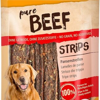 Vitakraft Pure Beef Strips, snack cane, strisce di trippa di manzo, snack per l’addestramento del cane, senza zuccheri aggiunti (1x 80g)