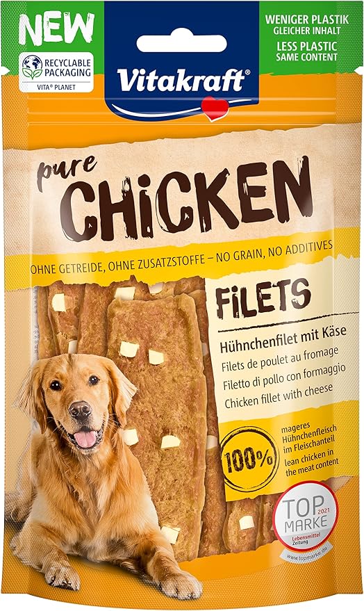 Vitakraft spuntino carnoso per cani di pollo con formaggio (1 x 80 g)