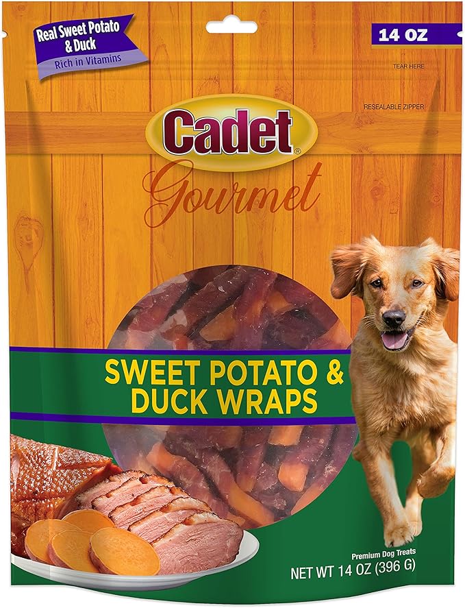 Cadet Gourmet Dog Treats, Sweet Potato And Duck Wraps