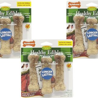 Nylabone Healthy Edibles Roast Beef 3 Regular Size Bones 25 lb Dogs - 3 Pack