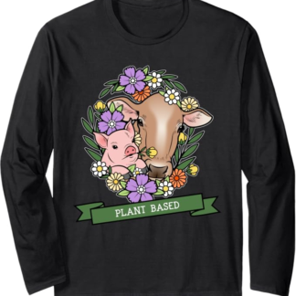 A base vegetale - Grafica vegetariana vegana carina con animali Maglia a Manica