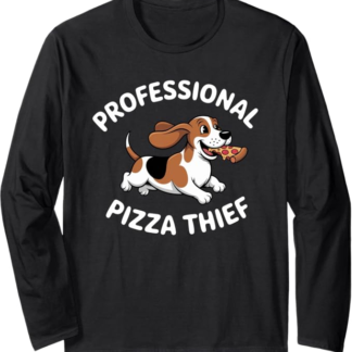 Basset Hound Pizza Ladro Cibo Amante dei cani Maglia a Manica