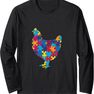 Consapevolezza dell'autismo Puzzle vibrante minimalista allevamento di polli animali domestici Maglia a Manica