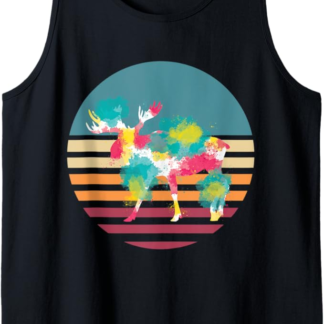 Retro Fauna Selvatica Animale Foresta Canada Colorato Alce Canotta