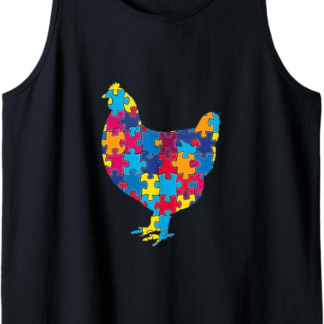 Consapevolezza dell'autismo Puzzle vibrante minimalista allevamento di polli animali domestici Canotta