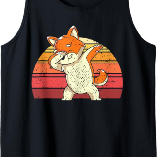Retro Anime Amante Dei Cani Kawaii Dabbing Animale Shiba Inu Canotta