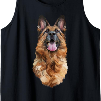 Marrone Cane Pastore Tedesco Guardando Alto Canotta