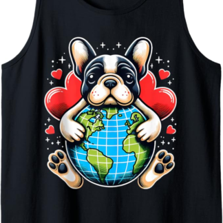 Bulldog francese Giornata della Terra Abbraccio Amore Cane Proprietario Pianeta Amante Mamma Canotta