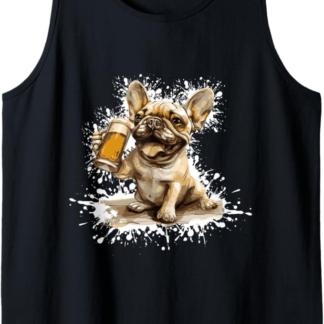 Divertente Bulldog francese cani con birra Canotta