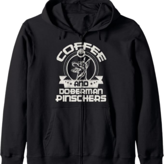 Caffè e Doberman Pinscher caffè bere cane proprietario amant Felpa con Cappuccio