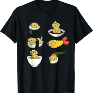 Cane Golden Retriever cibo giapponese Maglietta