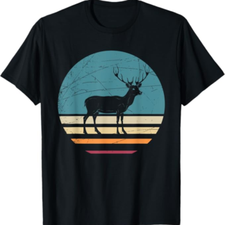 Animale Foresta Fauna Selvatica Retro Renna Corna Cervo Maglietta