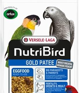 Versele-Laga NutriBird Gold Patee Large Parakeets & Parrots | 1 kg | Ready-to-Use Egg Food | Moisten with Natural Honey | With Rosehip, Rowan Berries & Raisins