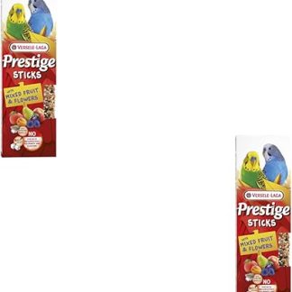 Versele-Laga Prestige Sticks Small Parakeets Mixed Fruits & Blossoms | Twin Pack | 2 x 60g | Snack for Small Parakeets | No Synthetic Preservatives and Dyes