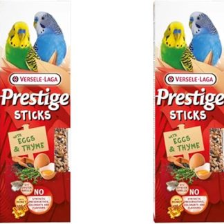Versele-Laga Prestige Sticks Small Parakeets Eggs & Thyme | Double Pack | 2 x 60g | Snack for Small Parakeets | No Synthetic Preservatives, Dyes or Flavours