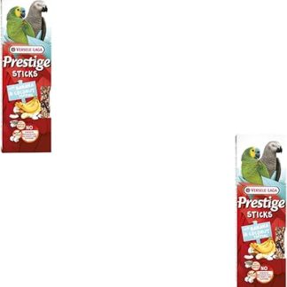 Versele-Laga Prestige Sticks Parrots with Banana & Coconut Top | Double Pack | 2 x 140g | Snack for Parrots | No Added Sugar and No Synthetic Preservatives