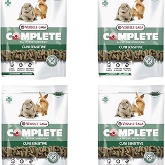 Versele-Laga Complete Cuni Sensitive | Pack of 4 | 4 x 500 g | Complete Feed for Rabbits | Supports Hair Balls | All-in-One Pellets | Developed by Veterinarians