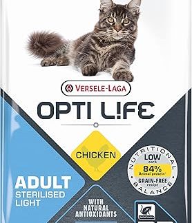 VERSELE LAGA - Opti Life - Dry Food Sterilised Cats Adult Sterilised/Light - No Grain - With Chicken - 2.5 kg