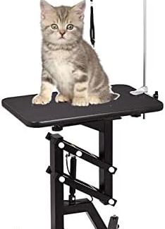 Электрический стол для груминга кошек и маленьких собак, регулируемая высота, прочный, портативный стол для стрижки и сушки с подлокотниками и петлей.