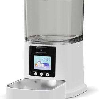 Умная автоматическая кормушка для домашних животных с Wi-Fi, камерой и ночным видением, двусторонней аудиосвязью, управлением через приложение и пульт дистанционного управления, объемом 6 л, двойным питанием, легко чистится, ЖК-дисплеем.