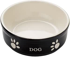 Керамическая миска для собак Nobby, 13,5 x 13,5 x 5 см, черно-бежевая.