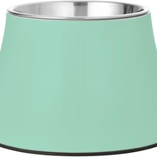 Зелёная миска для корма и воды для собак, нескользящая, из нержавеющей стали, для маленьких питомцев, способствующая медленному поеданию пищи.