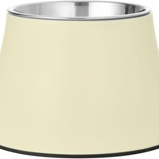 Бежевые однотонные миски для воды и корма для домашних животных, улучшенная миска из нержавеющей стали для кошек, медленное и удобное кормление.