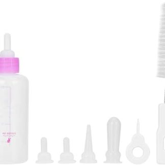 Прочная бутылочка для разведения домашних животных, бутылочка для молока, 60 мл, для воды и молока, детская бутылочка для кормления молоком, набор для разведения домашних животных с соской и щеткой для чистки сосков для щенков и котят (розовая)