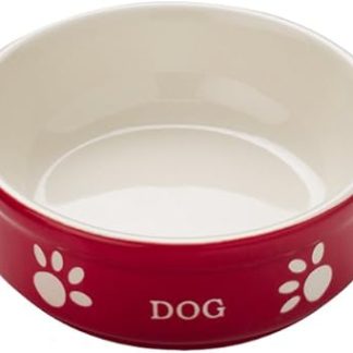 Керамическая миска для собак Nobby, 13,5 x 13,5 x 5 см, красно-бежевая.