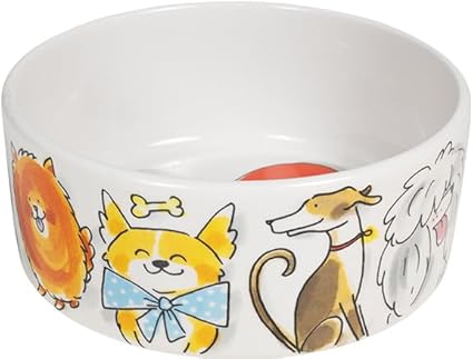 Миска для собак Blond Amsterdam Dier 15,5 см - керамическая миска с изображением собаки - идеально подходит для еды и перекусов - подарок для любителей собак
