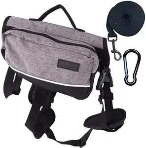 Outdoors Dog Backpack, Dog Hiking Backpack, Pet Carrier, Saddle Bag for Large Dog with Side Pockets & Adjustable Strap, Comes with a 16ft. Leash (Extra Large)