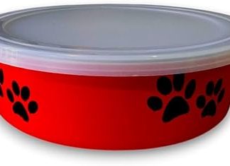 Кормушка MOLY из нержавеющей стали с красной плотно прилегающей крышкой | Миска от муравьев и комаров | Гигиеничное хранение корма для домашних животных | Идеально подходит для собак и кошек