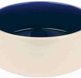 Керамическая миска для домашних животных Trixie T2452, 2,3 л/диаметр 22 см, кремово-голубая.