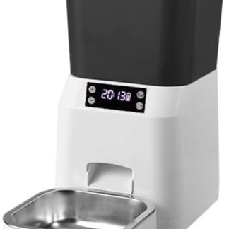 Умная автоматическая кормушка для домашних животных, 4,5 л, с управлением через Wi-Fi-приложение, защитой от засорения, программируемым таймером, встроенным осушителем воздуха, питанием от батареек и розетки.