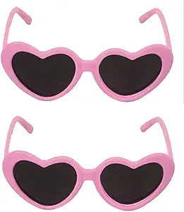 2Pcs Pink Heart-Shaped Pet Sunglasses Cute Pet Dog Sunglasses Cat Glasses Heart Sun Flower Glasses for Small Dogs Cat Accessories Photos Props Pets Party Decor Sunglasses Pet Supplies